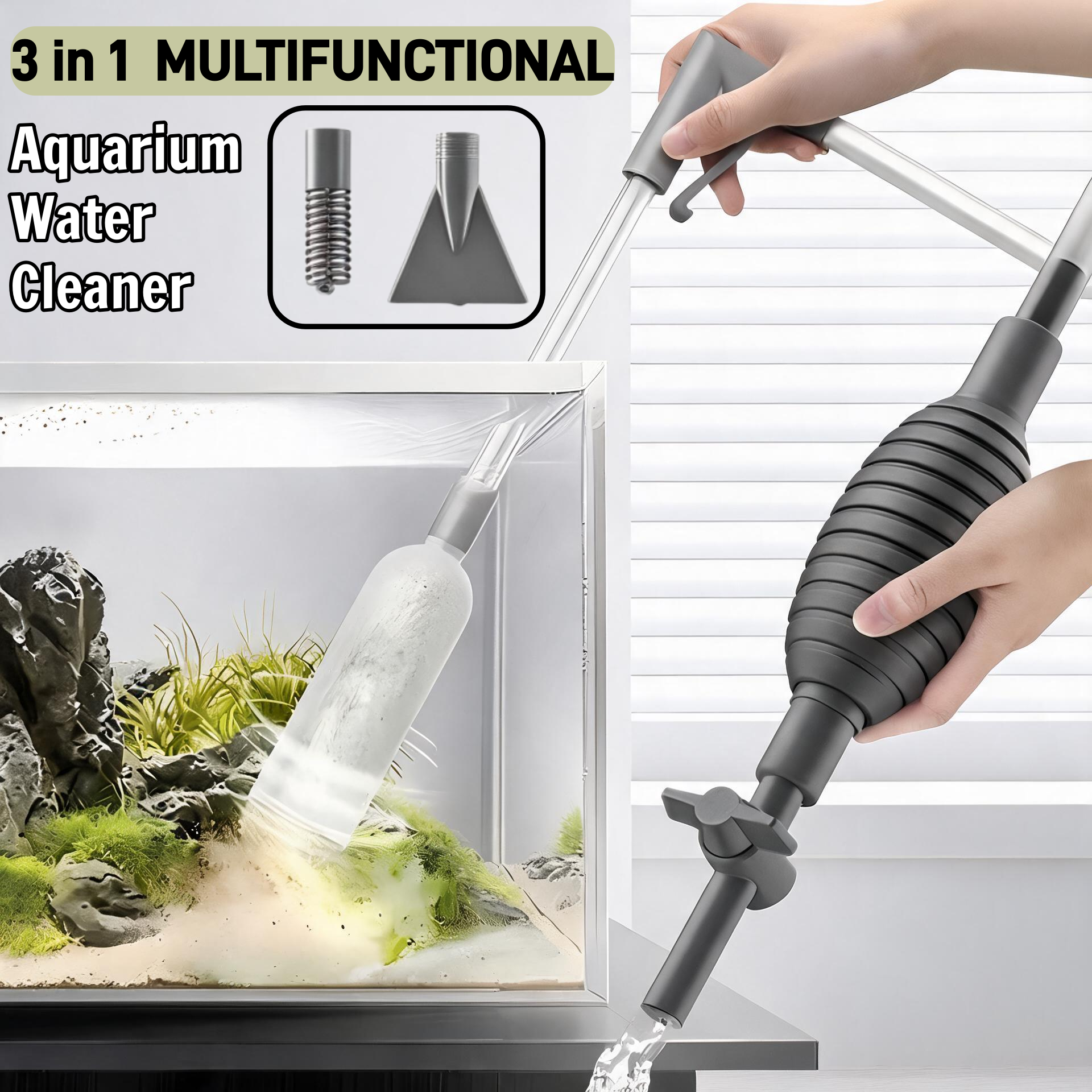 Planted Aquarium Cleaning Kit - Durable Aquarium Suction Pump Kit for
