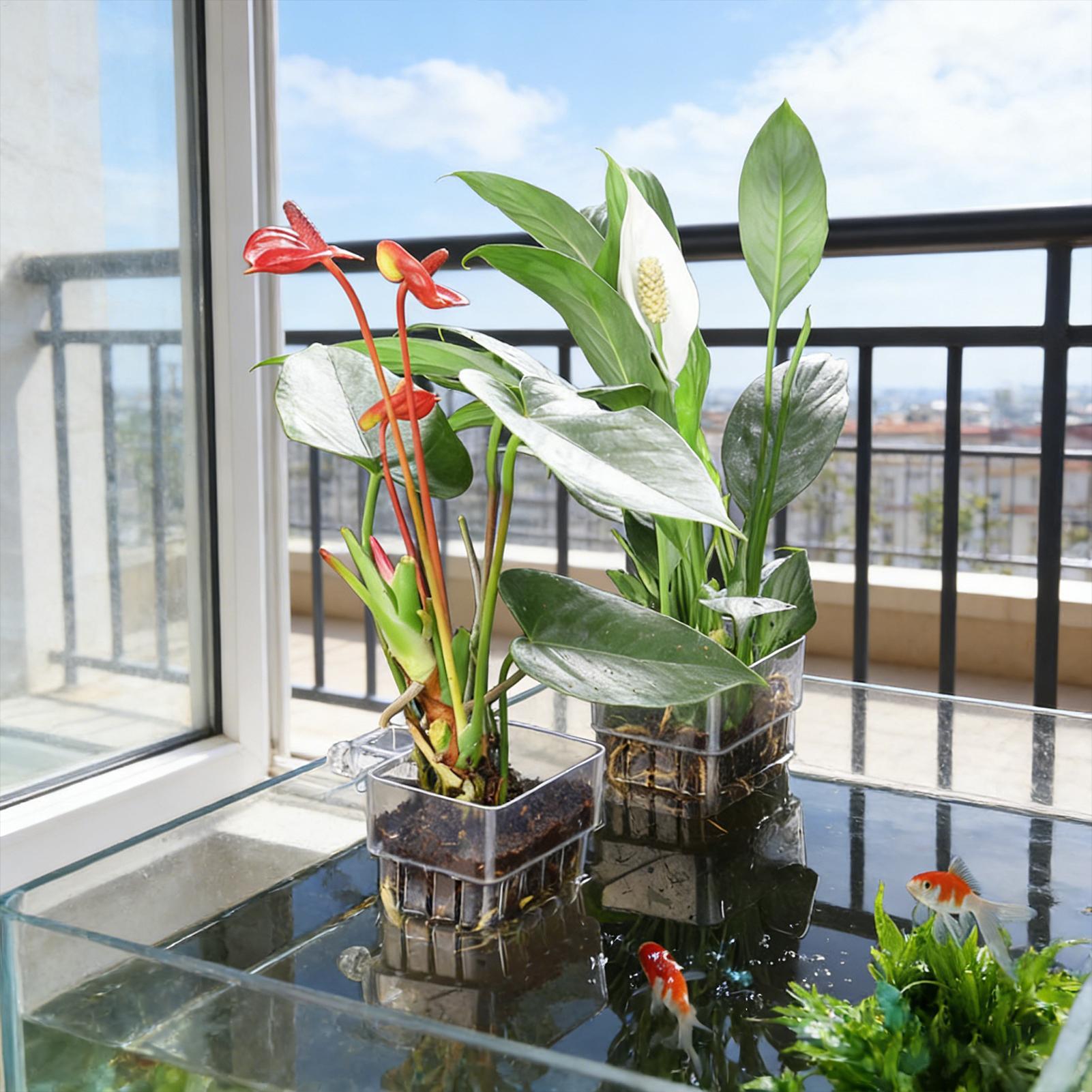 Transparent Hangable Pot Aquar - Aquarium Plant Rings ulasan dan harga