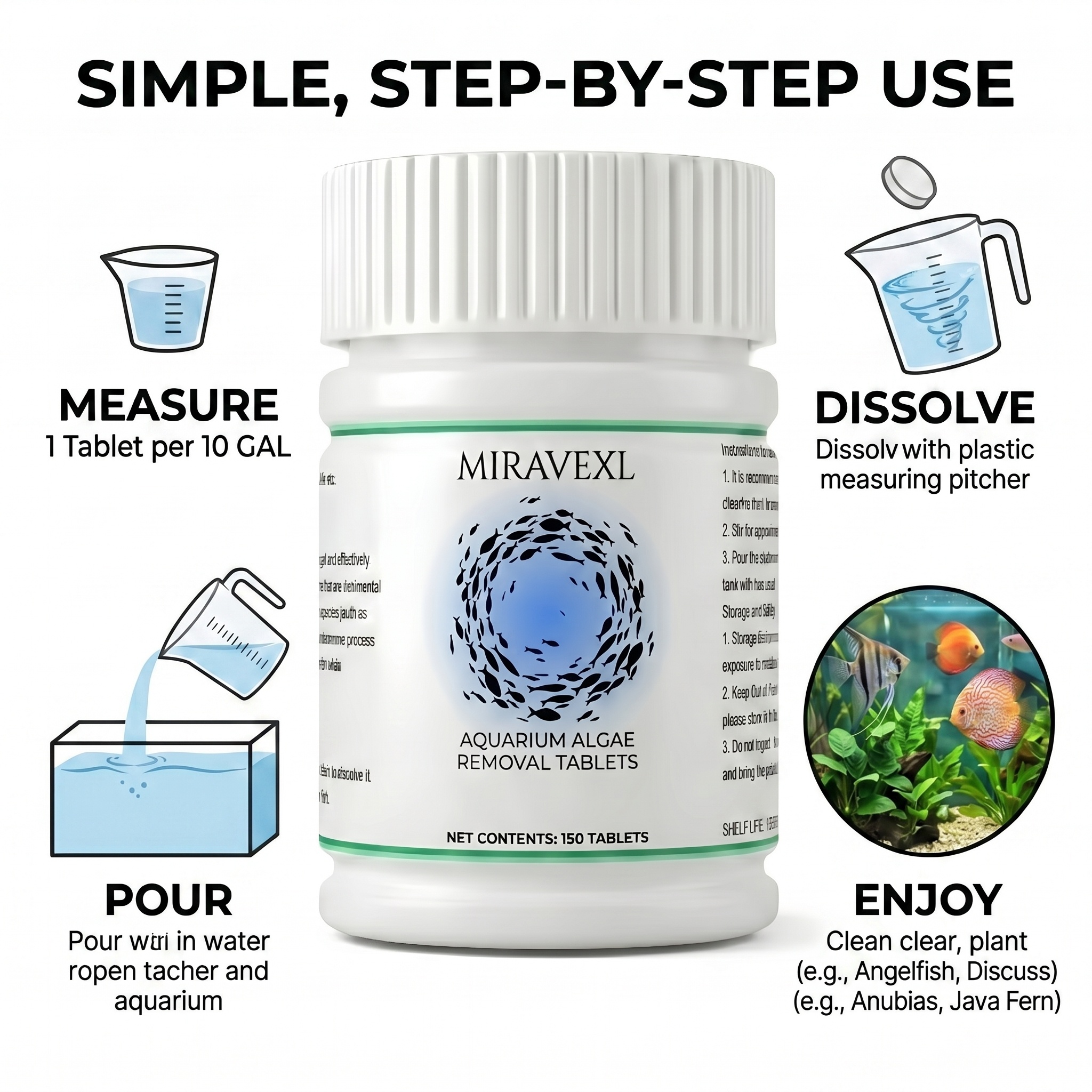 150 Ct Aquarium Algae Removal  - Planted Aquarium Algae Remover ulasan dan harga