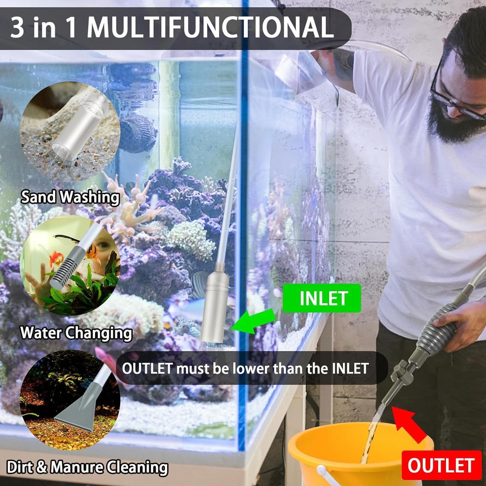 Fish Tank Aquarium Siphon Vacu - Planted Aquarium Cleaning Kit ulasan dan harga